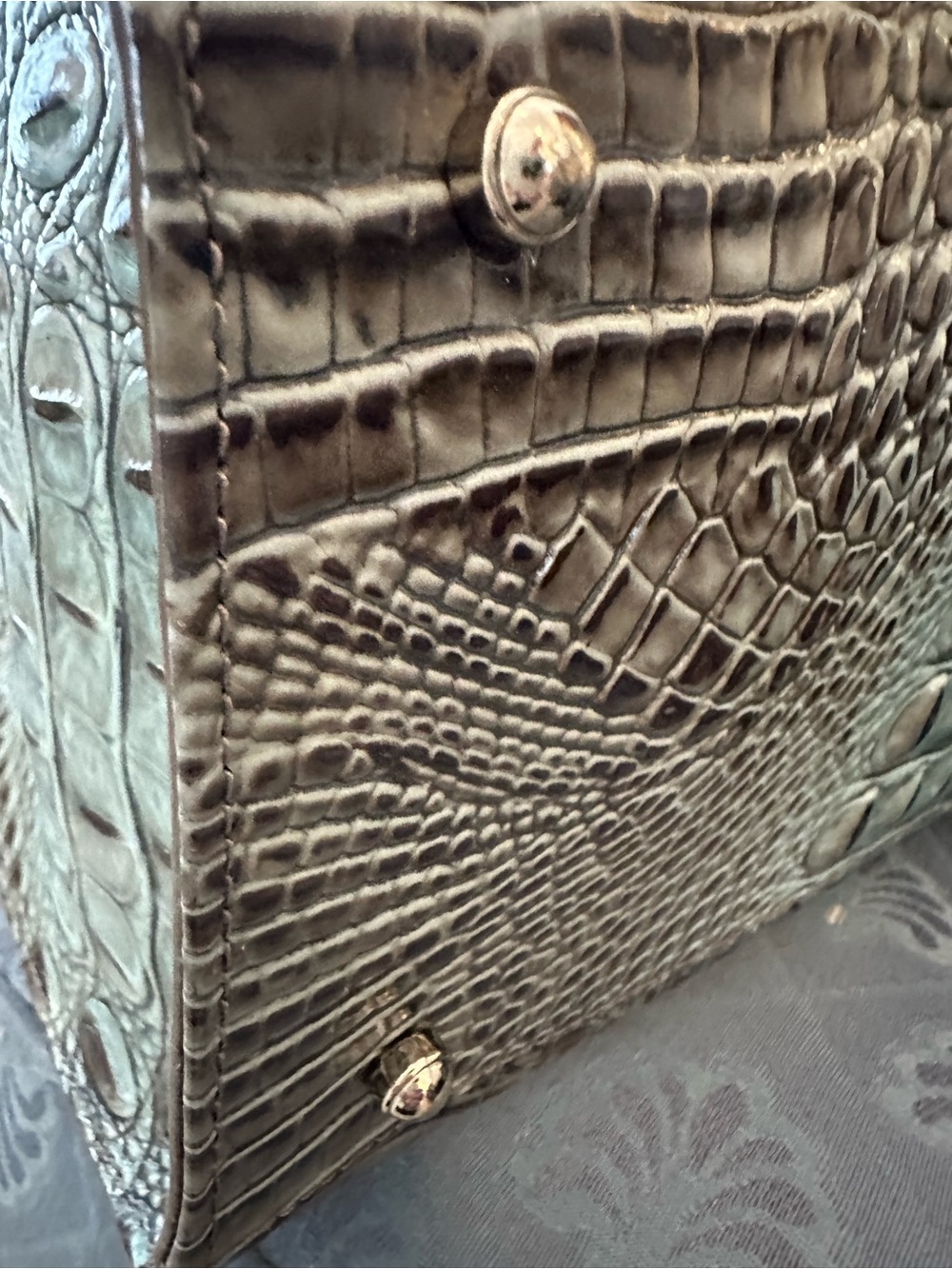 Brahmin Bluebell Ombre Large Caroline Satchel with Gold Hardware VGUC - Picture 12 of 14
